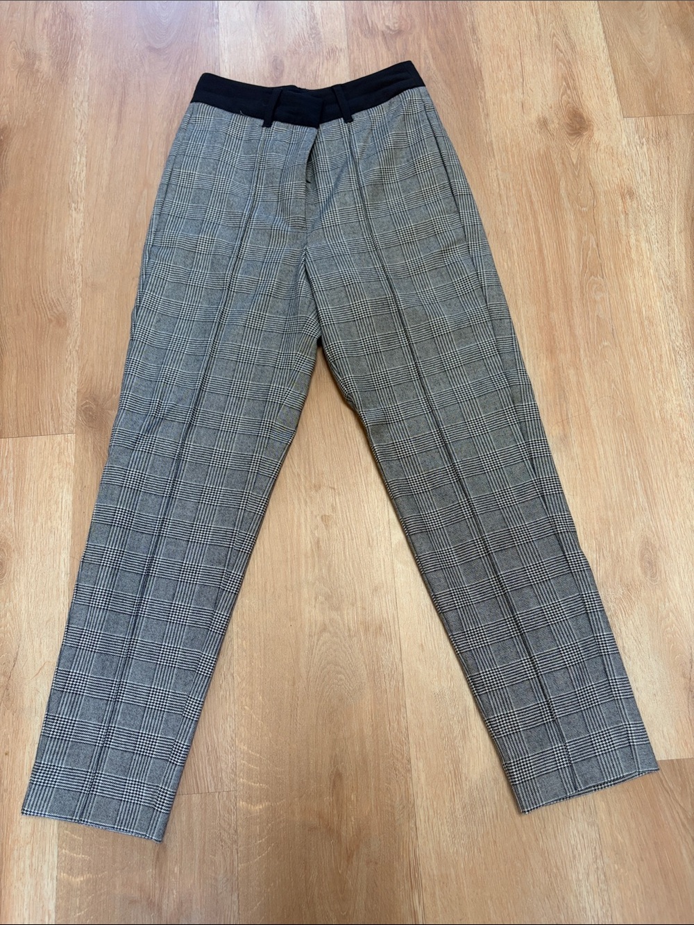 AllSaints Black and Houndstooth Plaid Trousers